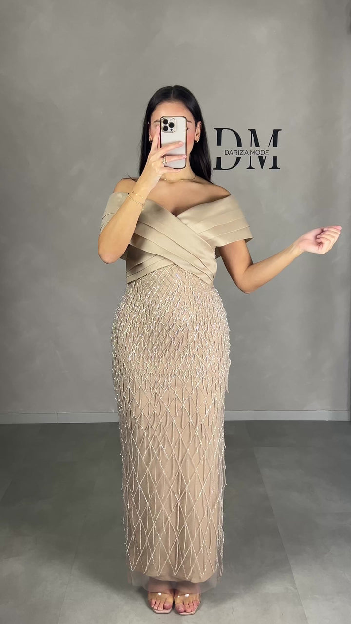 Yagmur Abendkleid Beige